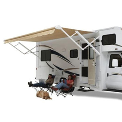 Picture of Carefree Fiesta Brown Vinyl 12'L X 8'Ext Adj Pitch Spring Assist Patio Awning EA128A00 00-0826                               