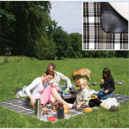 Picture of Carefree  PVC Coated Waterproof Backing Brown & Gray Plaid Picnic Blanket 907001 01-0301                                     
