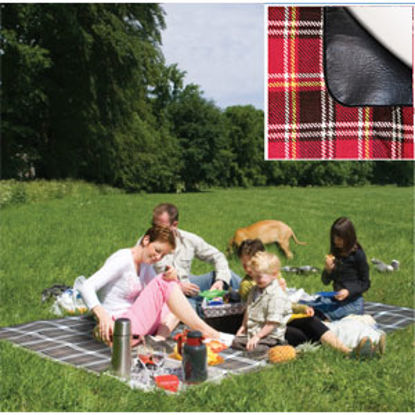 Picture of Carefree  PVC Coated Waterproof Backing Blue Plaid Picnic Blanket 907002 01-0303                                             