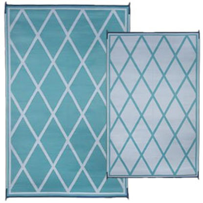 Picture of Faulkner  5'L x 3'W Turquoise/ White Polypropylene Reversible Camping Mat 68901 01-1190                                      