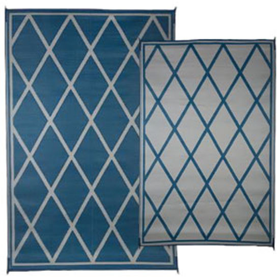 Picture of Faulkner  12'L x 9'W Blue/ Ivory Polypropylene Reversible Camping Mat 68912 01-1195                                          