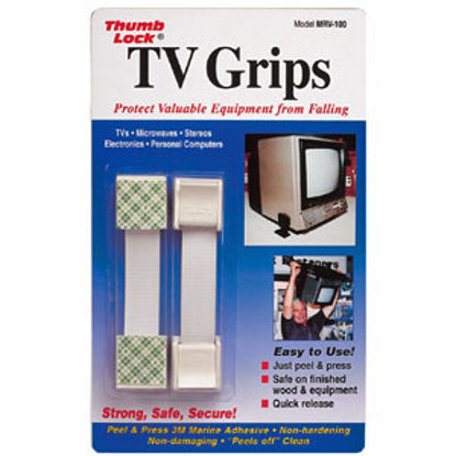 Picture of Thumb Lock TV Grips (TM) White 10 lb RV Travel Safety Strap MRV-100WT 03-0557                                                