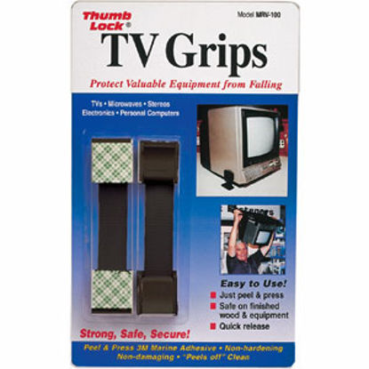 Picture of Thumb Lock TV Grips (TM) Black 10 lb RV Travel Safety Strap MRV-100BK 03-0558                                                