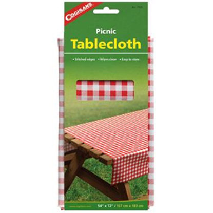 Picture of Coghlan's  54"W x 72"L Red & White Checkered Rectangular Polyethylene Tablecloth 7920 03-0573                                
