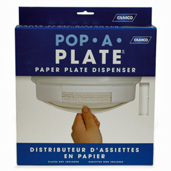 Picture of Camco Pop-A-Plate White Plastic Plate Holder For 9" Paper or Plastic Plates 57001 03-0757                                    