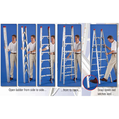 Picture of GP Logistics  7' Clear Anodized Aluminum Folding Step Ladder SLD-D7 03-0886                                                  