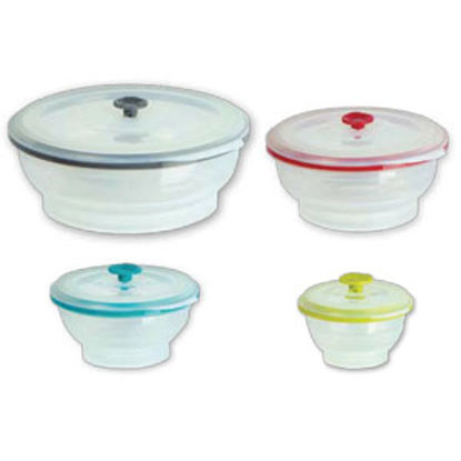 Picture of Collapse-It  Clear Bowl/ Yellow Lid Collapsible Round Container  03-0928                                                     