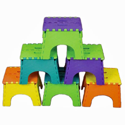 Picture of B&R Plastics EZ-Foldz 6-Pack 9"H Two Tone Assorted Plastic Folding Step Stool 101-6TT 03-0957                                