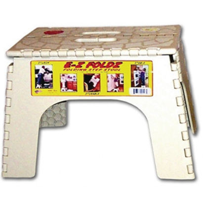 Picture of B&R Plastics EZ-Foldz 9"H White Plastic Folding Step Stool 101-6 03-0965                                                     