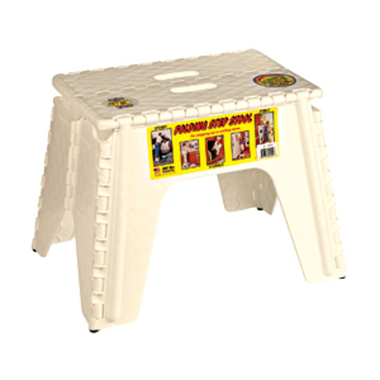 Picture of B&R Plastics EZ-Foldz 12"H Beige Plastic Folding Step Stool 103-6BG 03-1003                                                  