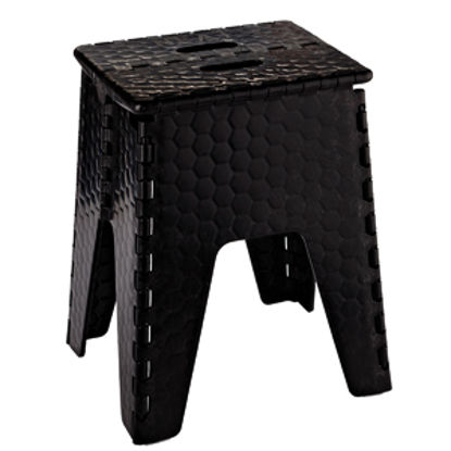 Picture of B&R Plastics EZ-Foldz 15"H Black Plastic Folding Step Stool 152-6BK 03-1217                                                  