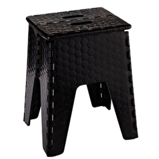 Picture of B&R Plastics EZ-Foldz 15"H Black Plastic Folding Step Stool 152-6BK 03-1217                                                  