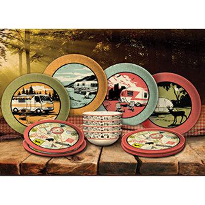 Picture of Camp Casual  Multiple Color Melamine Camping Images 12 Piece Dish Set CC-001 03-1268                                         