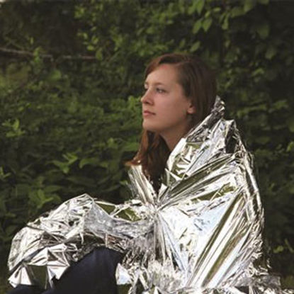 Picture of Camco  52" x 84" Metallic Silver Mylar Emergency Blanket 51322 03-1469                                                       