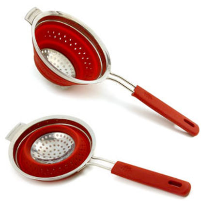 Picture of Norpro  22 Oz Red And Silver Silicone & Stainless Steel Collapsible Kitchen Strainer 2181 03-1823                            