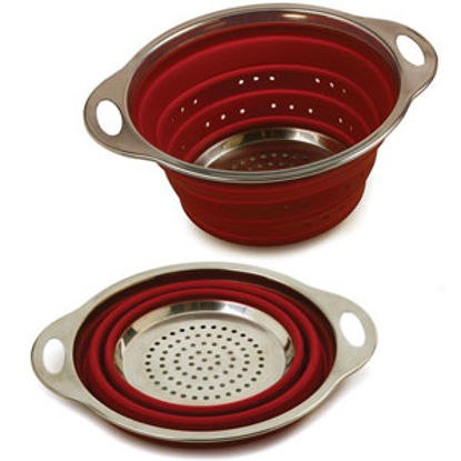Picture of Norpro  50 Oz Red And Silver Silicone & Stainless Steel Collapsible Kitchen Strainer 2183 03-1825                            