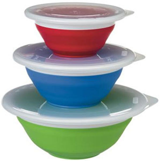 Picture of Progressive Int'l Thinstore (TM) Set-3 Assorted Size/ Color Plastic Storage Kitchen Bowl CB-25 03-1887                       