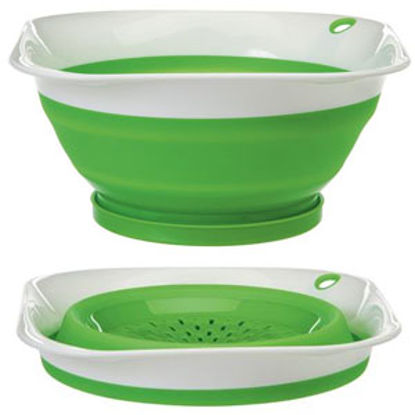 Picture of Progressive Int'l Thinstore (TM) 3 Qt Green/ White Polypropylene Plastic Colander Kitchen Bowl CC-550 03-1889                