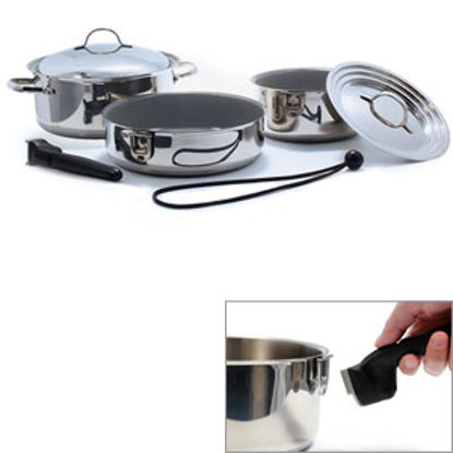 Picture of Camco  Ceramic Coated Stainless Steel w/ Aluminum Core Cookware Set 43925 03-1960                                            