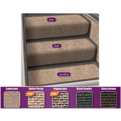 Picture of Prest-o-Fit Step Huggers (R) 23-1/2"L x 13-1/2"W Peppercorn Step Rug for Stair Steps 5-0073 04-0431                          