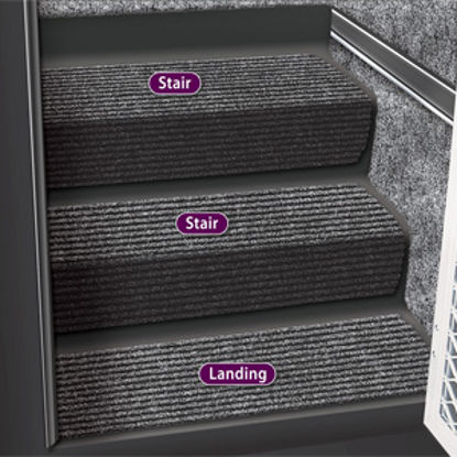 Picture of Prest-o-Fit Step Huggers (R) 23-1/2"L x 10"W Black Granite Step Rug for Landing Steps 5-3090 04-0448                         