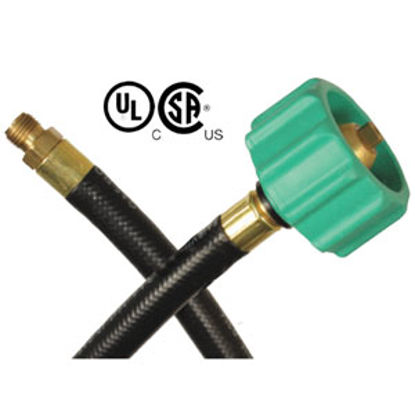 Picture of JR Products  QCC Type 1 Connection x 1/4" Inverted Flare LP Pigtail Hose 07-30715 06-0132                                    