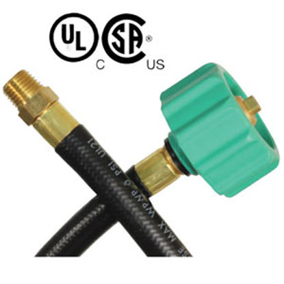 Picture of JR Products  QCC Type 1 Connection x 1/4" Male Pipe Thread End LP Pigtail Hose 07-30855 06-0143                              