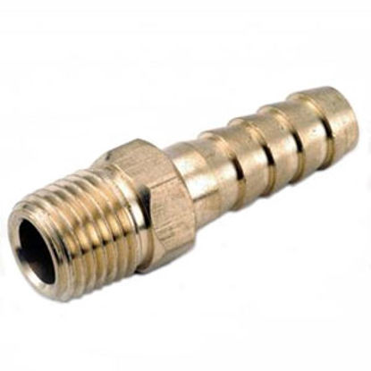Picture of Anderson Metal LF 7129 Series 1/4" Hose Barb x 1/4" MPT Brass Fresh Water Straight Fitting 707001-0404 06-9212               