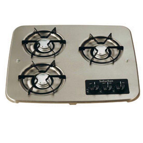 Picture of Suburban  Black 3-Burner Match Light Drop-In Cooktop 2938ABK 07-0333                                                         