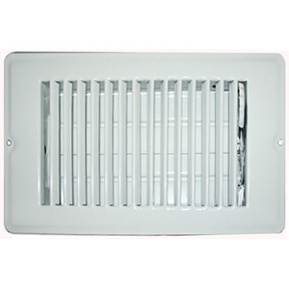 Picture of AP Products  White 4"W x 8"L Floor Heating/ Cooling Register w/Damper 013-625 08-0165                                        