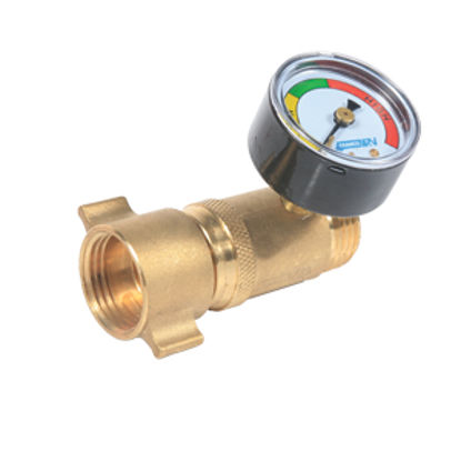 Picture of Camco  Brass 40-50 PSI Fresh Water Pressure Regulator w/Gauge 40064 10-0024                                                  