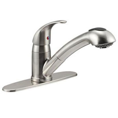 Picture of Dura Faucet  Nickel w/Single Lever Kitchen Faucet w/Pull-Out Spout DF-NMK852-SN 10-0064                                      