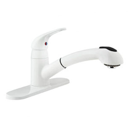 Picture of Dura Faucet  White w/Single Lever Kitchen Faucet w/Pull-Out Spout DF-NMK852-WT 10-0066                                       