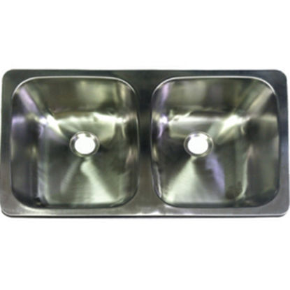 Picture of Lasalle Bristol  Double Bowl 25"L x 15"W x 5"D Rectangular Stainless Steel Sink 13TLSB25155 10-0068                          
