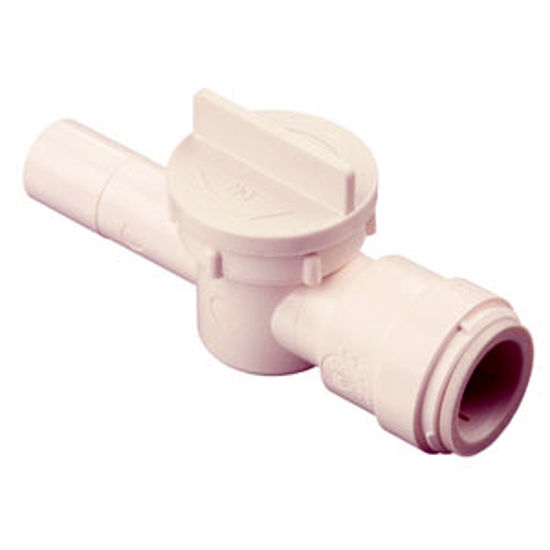 Picture of Sea Tech 35 Series 1/2" CTS Male Stem x 1/4" Female QC Tube Polysulfone Straight Stop Valve 3543R-1004 10-0104               