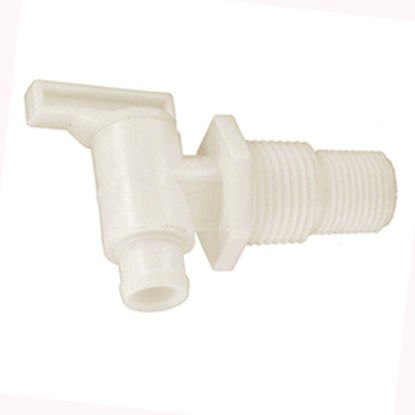 Picture of Valterra  White Plastic 3/8" & 1/2" MNPT Fresh Water Tank Drain Valve w/Flange A01-2026VP 10-0141                            