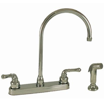 Picture of Empire Brass Ultra Line Chrome w/ Teapot Handles 8" Kitchen Faucet w/Gooseneck Spout U-YCH801GS 10-0149                      
