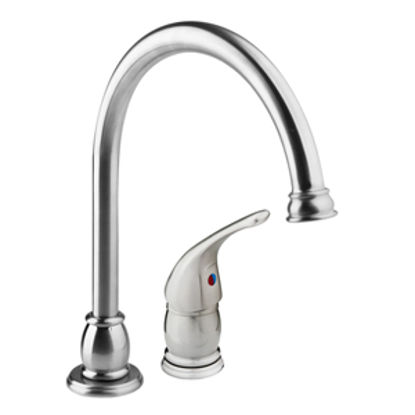 Picture of Dura Faucet Designer Series Nickel w/Single Lever Kitchen Faucet w/Gooseneck Spout DF-NMK301-SN 10-0341                      