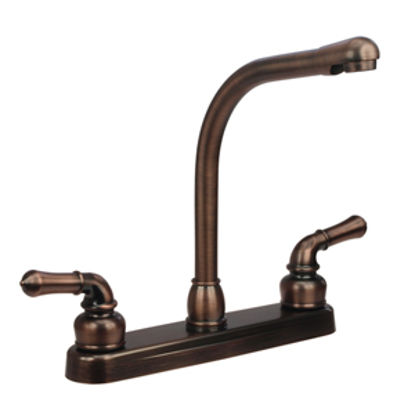 Picture of Dura Faucet Classical Series Bronze w/Teapot Handles Hi Rise 8" Kitchen Faucet DF-PK210C-ORB 10-0357                         