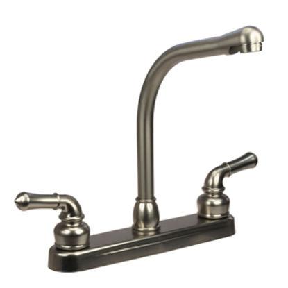 Picture of Dura Faucet Classical Series Nickel w/Teapot Handles Hi Rise 8" Kitchen Faucet DF-PK210C-SN 10-0358                          