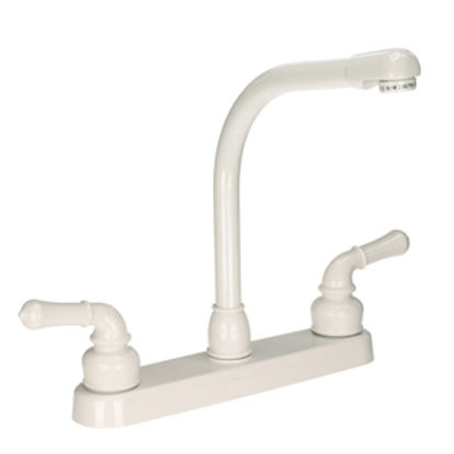 Picture of Dura Faucet Classical Series White w/Teapot Handles Hi Rise 8" Kitchen Faucet DF-PK210C-WT 10-0359                           