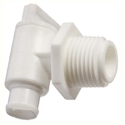 Picture of Petersen Molding  Colonial White Plastic 1/2" MNPT Fresh Water Tank Drain Valve 18-966 C/W 10-0453                           