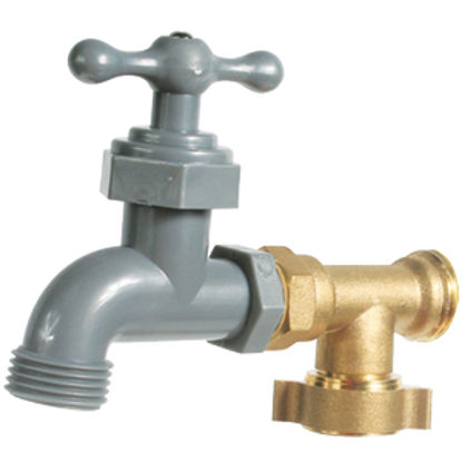Picture of Camco  Brass T-Connector w/ Faucet Fresh Water Hose Connector For Std GHF Coupling 22463 10-0581                             