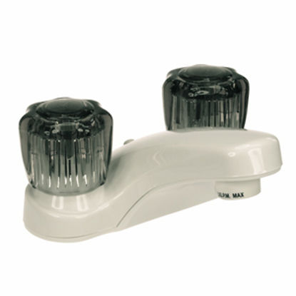Picture of Dura Faucet  White w/Smoke Knobs 4" Lavatory Faucet DF-PL700S-WT 10-0666                                                     