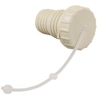 Picture of JR Products  Colonial White Bayonet Style Fresh Water Inlet Cap w/Strap & Spout 222/224CW-A 10-0760                          
