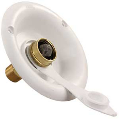 Picture of JR Products  Polar White Recessed Mount Fresh Water Inlet w/Check Valve 321-B-26-A 10-0762                                   