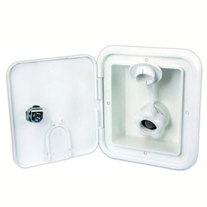 Picture of JR Products  Polar White Locking Hatch Fresh Water Inlet w/Check Valve BGE12-P-A 10-0785                                     
