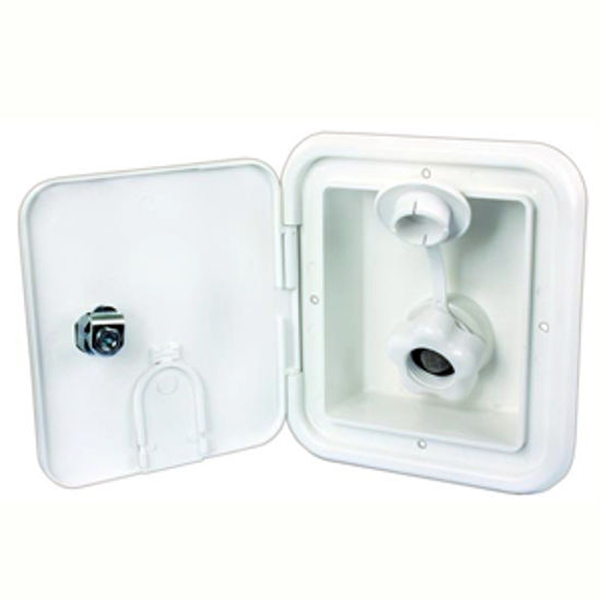 Picture of JR Products  Polar White Locking Hatch Fresh Water Inlet w/Check Valve BGE12-P-A 10-0785                                     
