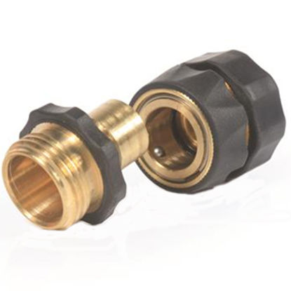 Picture of Camco  Brass QC Fresh Water Hose Connector For Std GHF Coupling w/Shut-Off Valve 20135 10-0795                               