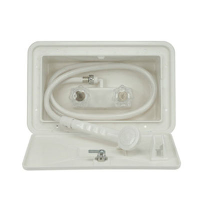 Picture of Dura Faucet  White Lockable Exterior Shower Box Kit w/ Acrylic Knobs DF-SA170-WT 10-0844                                     